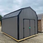 10x16 Metal Lofted Barn with Charcoal Siding, Black Trim and Roof